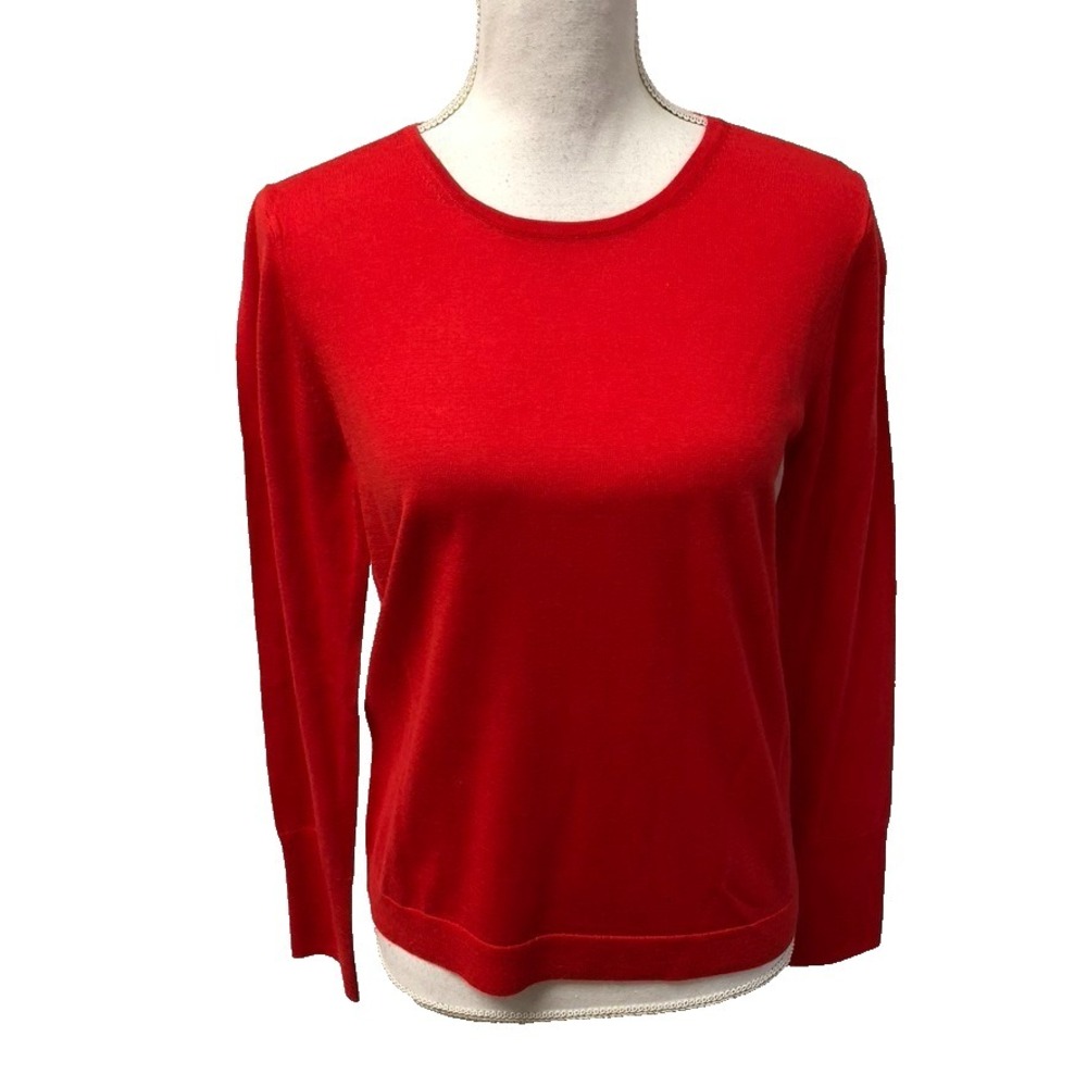 J Crew Merino Wool Sweater Jumper Womens Small Holiday Red Classic Preppy Basic